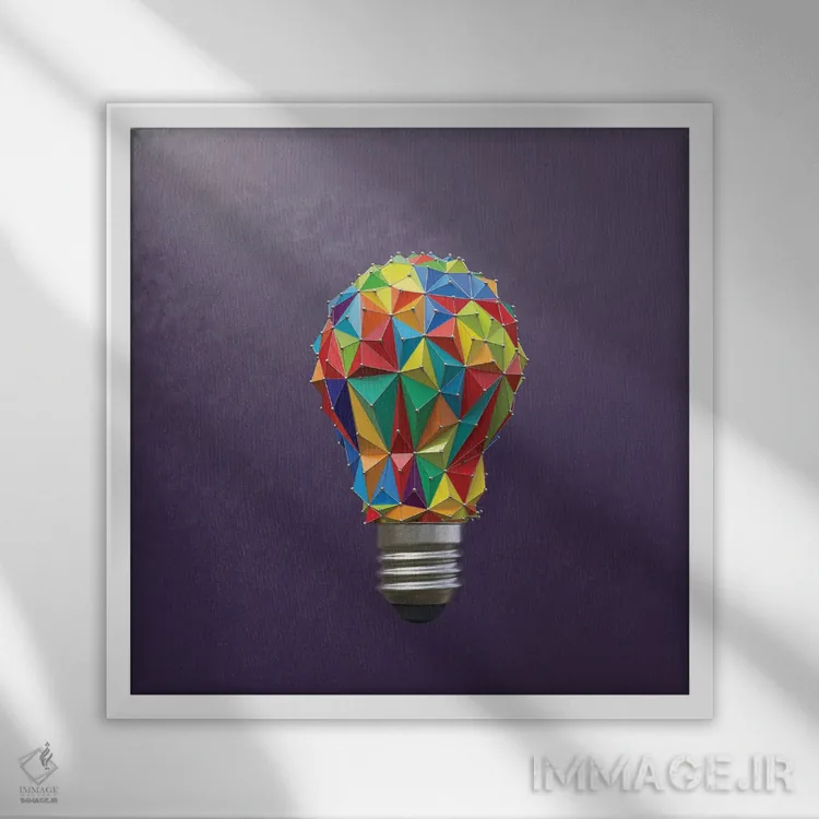 تابلو دکوراتیو لامپ خلاقانه اثر مایک کیف - نمای قابدار سفید