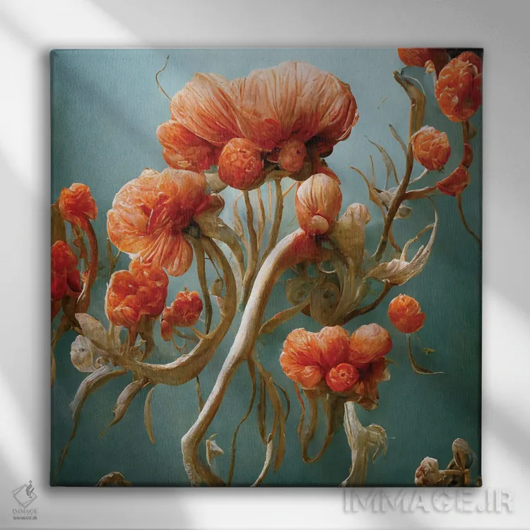 تابلو دکوراتیو گل های قرمز شگفت انگیز ۲ اثر مایک کیف - نمای روبهرو روی دیوار