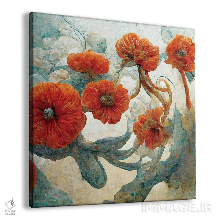 تابلو دکوراتیو گل های قرمز شگفت انگیز ۴ اثر مایک کیف - نمای پرسپکتیو محصول