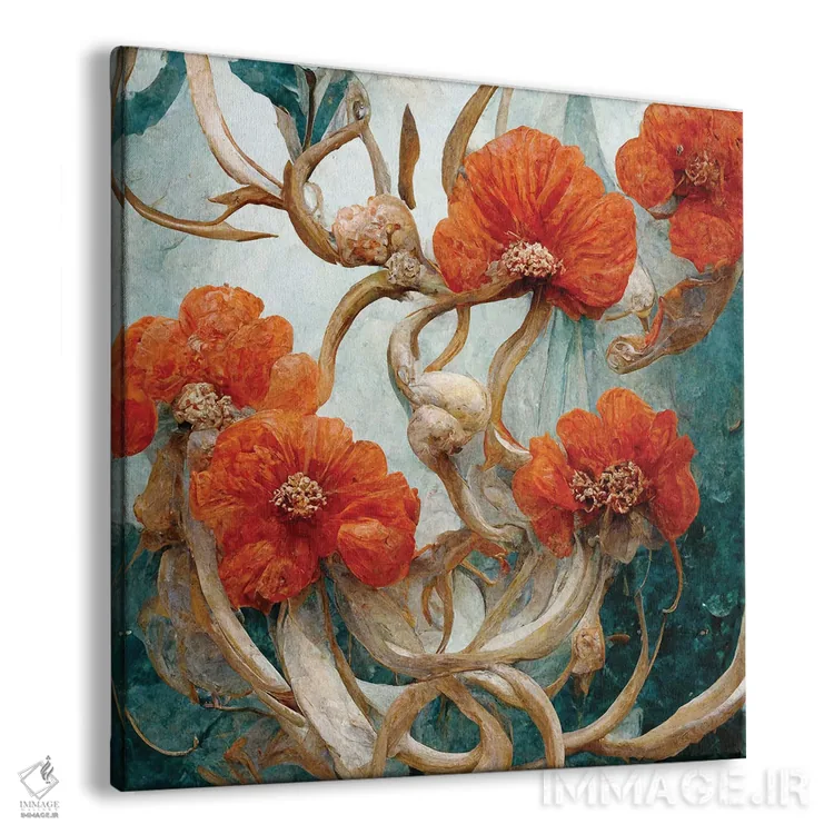 تابلو دکوراتیو گل های قرمز شگفت انگیز اثر مایک کیف - نمای پرسپکتیو محصول