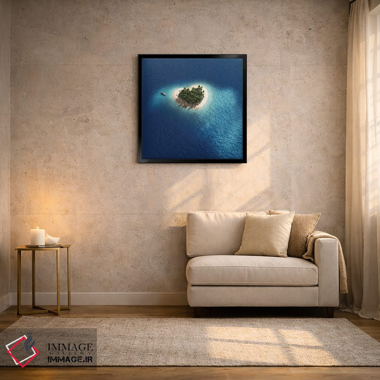 تابلو دکوراتیو نمای هوایی از جزیره استوایی به شکل قلب اثر مایک کیف - D3B