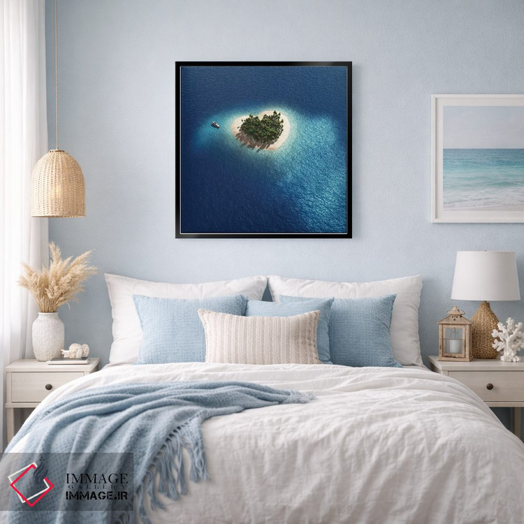 تابلو دکوراتیو نمای هوایی از جزیره استوایی به شکل قلب اثر مایک کیف - D4B