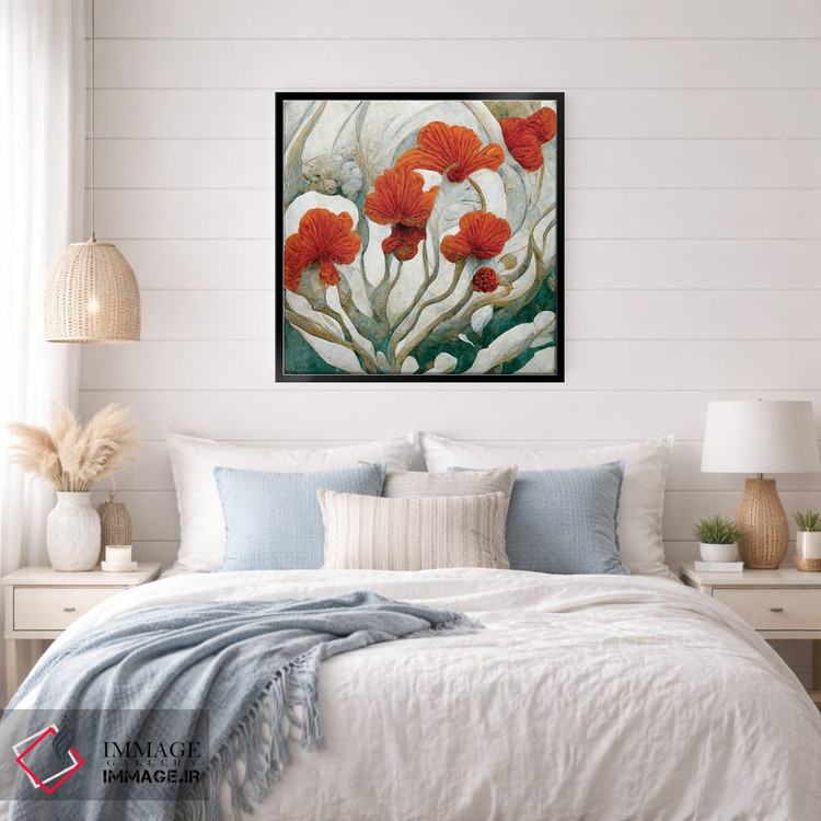 تابلو دکوراتیو گل های قرمز شگفت انگیز ۳ اثر مایک کیف - D5B