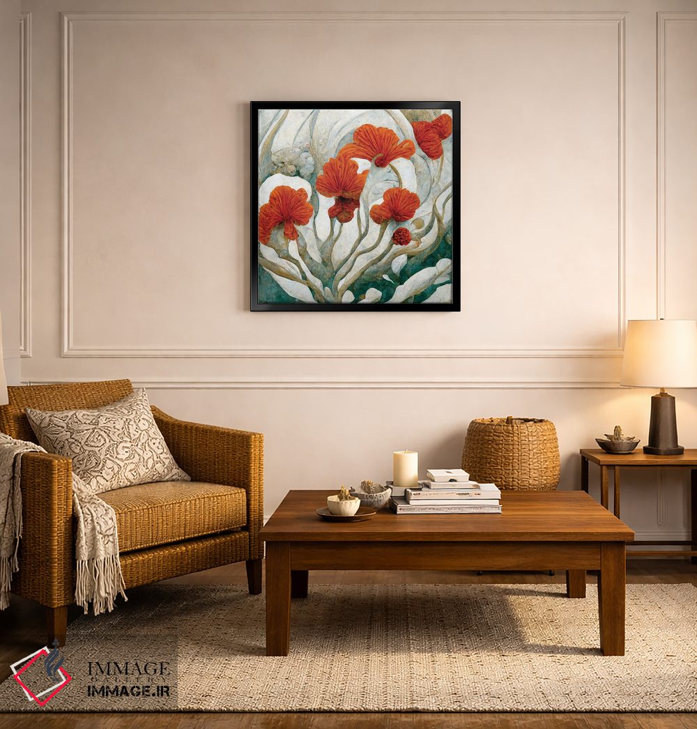 تابلو دکوراتیو گل های قرمز شگفت انگیز ۳ اثر مایک کیف - D6B