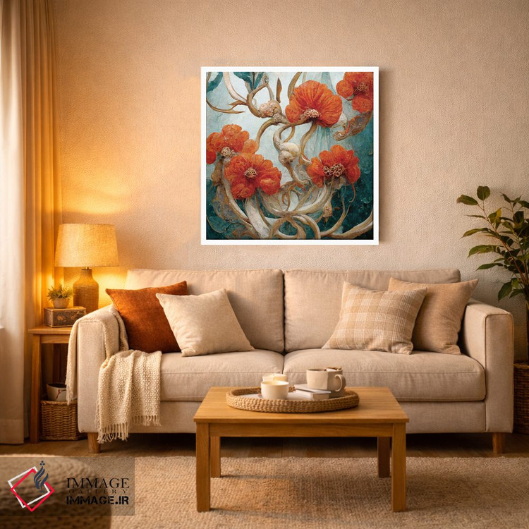 تابلو دکوراتیو گل های قرمز شگفت انگیز اثر مایک کیف - D3W