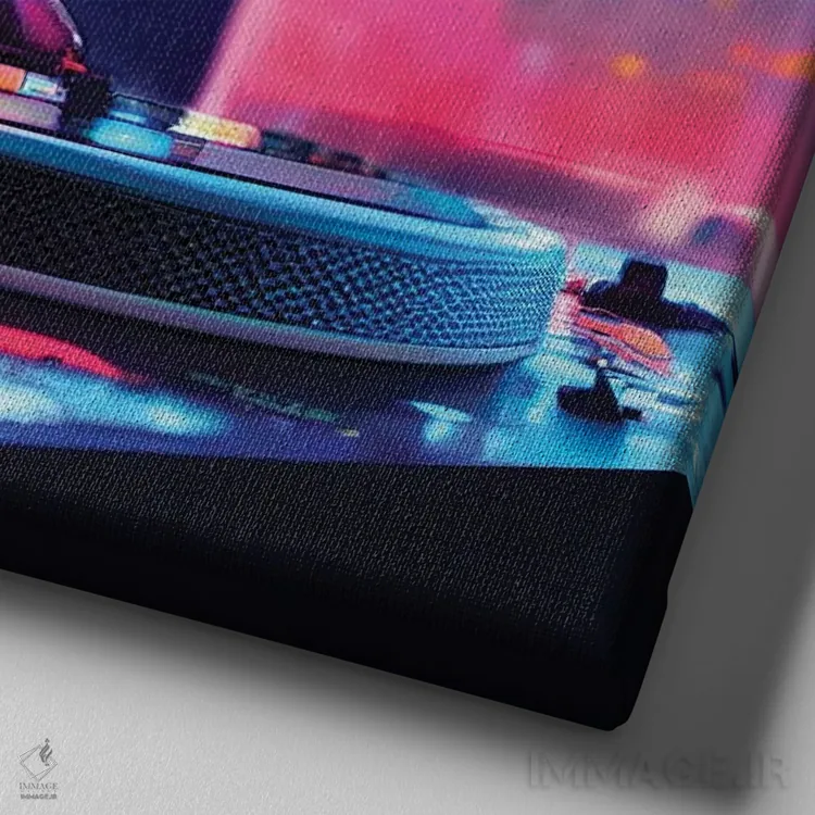 تابلو دکوراتیو دی جی ربات اثر مایک کیف - نمای نزدیک بافت بوم