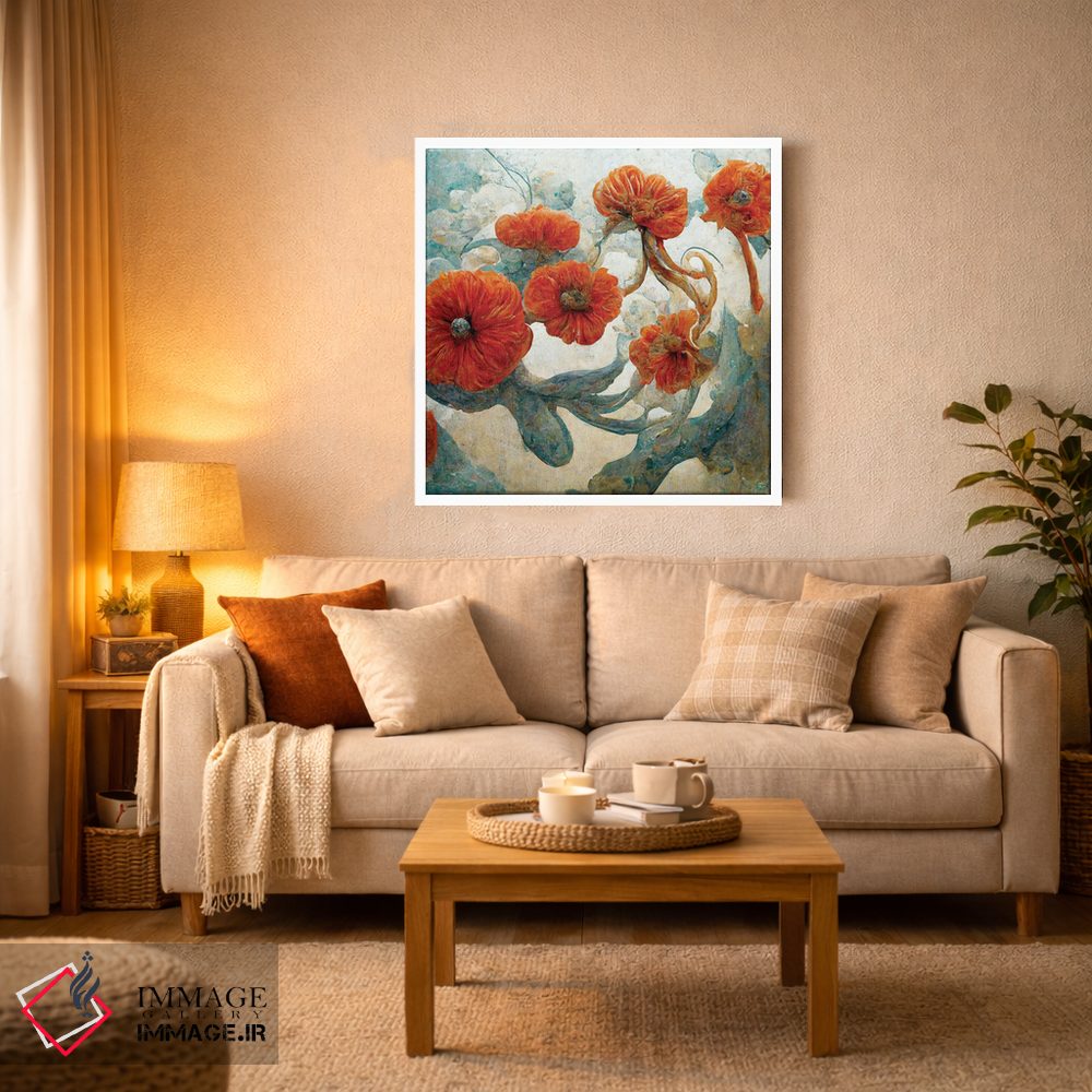 تابلو دکوراتیو گل های قرمز شگفت انگیز ۴ اثر مایک کیف - D2W