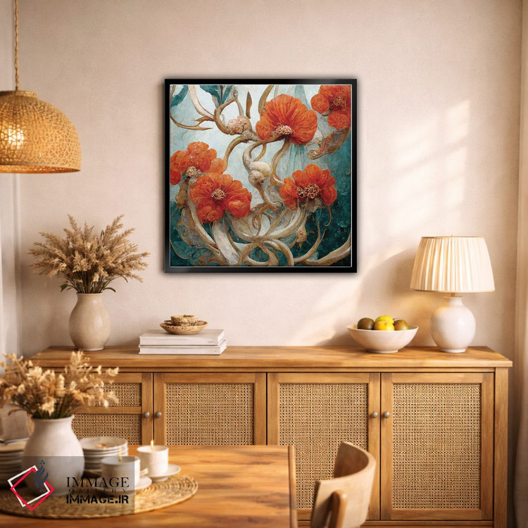 تابلو دکوراتیو گل های قرمز شگفت انگیز اثر مایک کیف - D2B