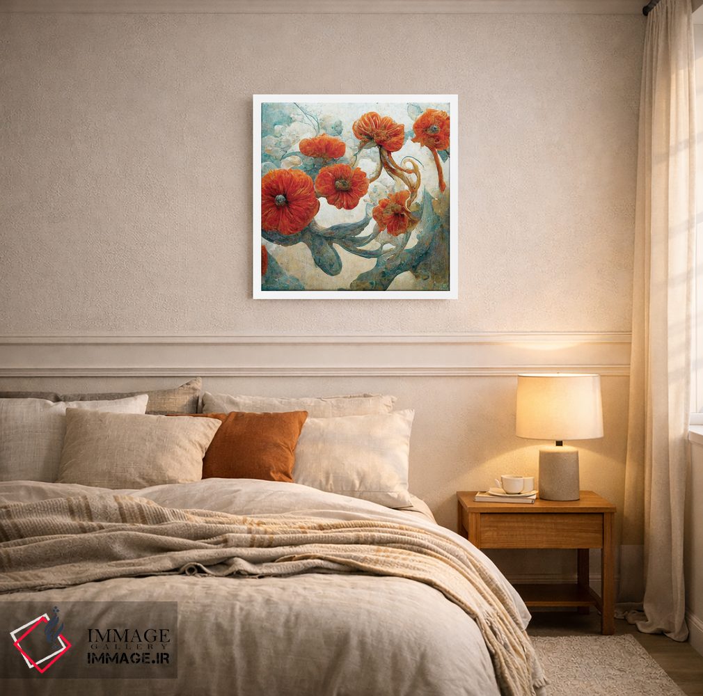 تابلو دکوراتیو گل های قرمز شگفت انگیز ۴ اثر مایک کیف - D5W