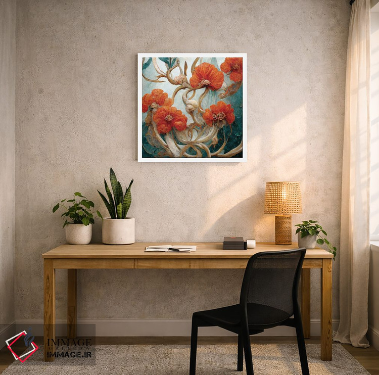 تابلو دکوراتیو گل های قرمز شگفت انگیز اثر مایک کیف - D4W