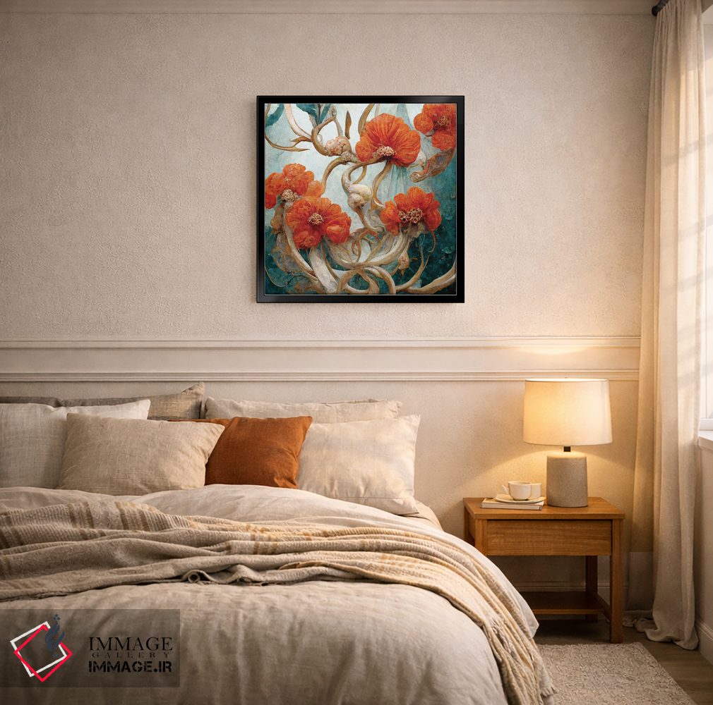 تابلو دکوراتیو گل های قرمز شگفت انگیز اثر مایک کیف - D5B