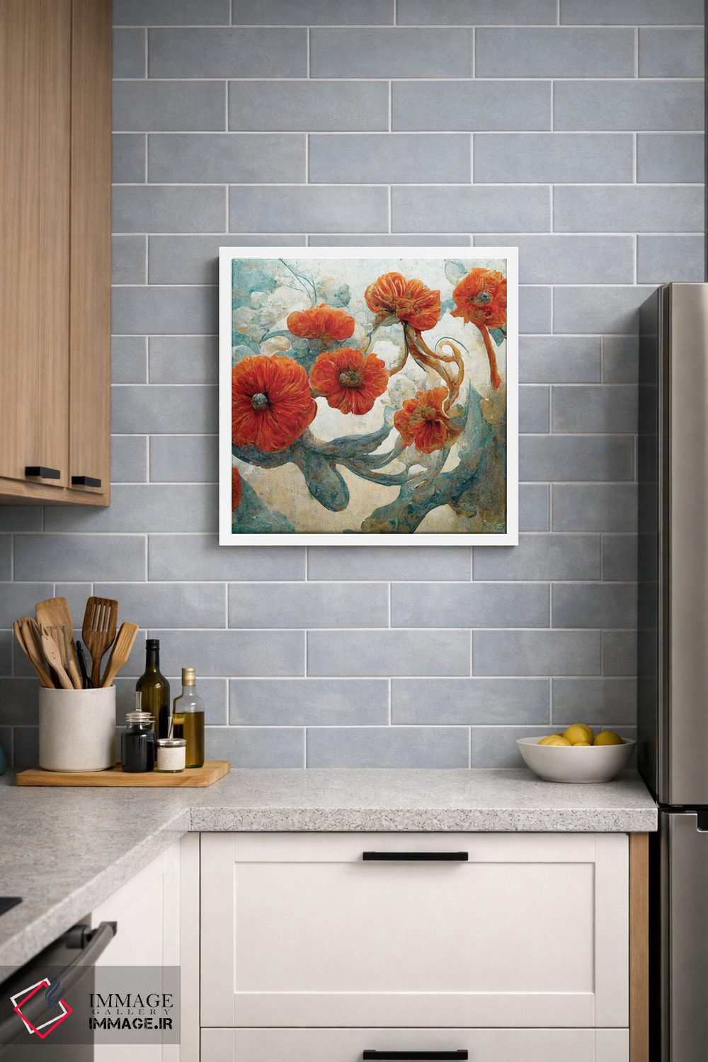 تابلو دکوراتیو گل های قرمز شگفت انگیز ۴ اثر مایک کیف - D3W