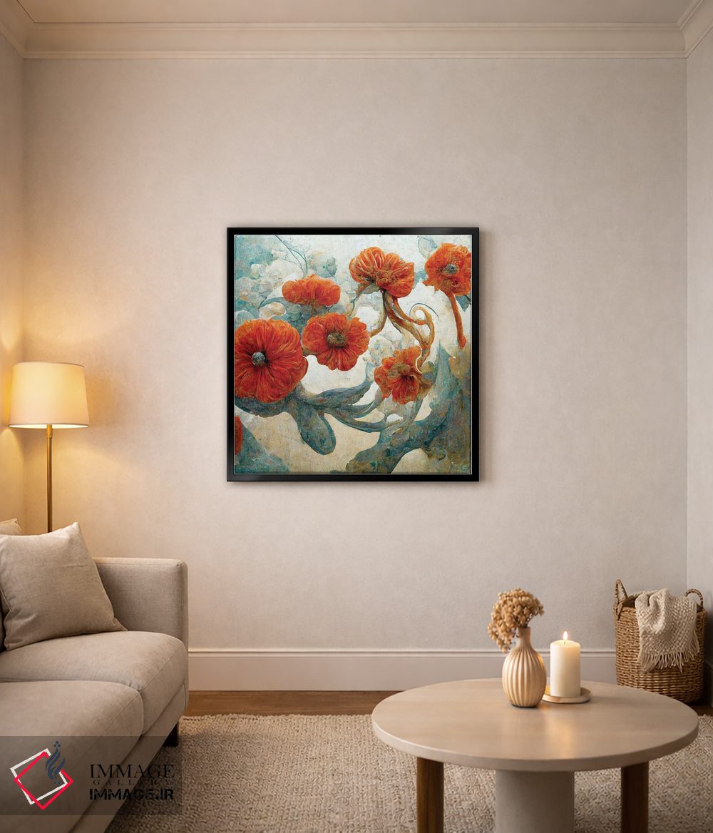تابلو دکوراتیو گل های قرمز شگفت انگیز ۴ اثر مایک کیف - D4B