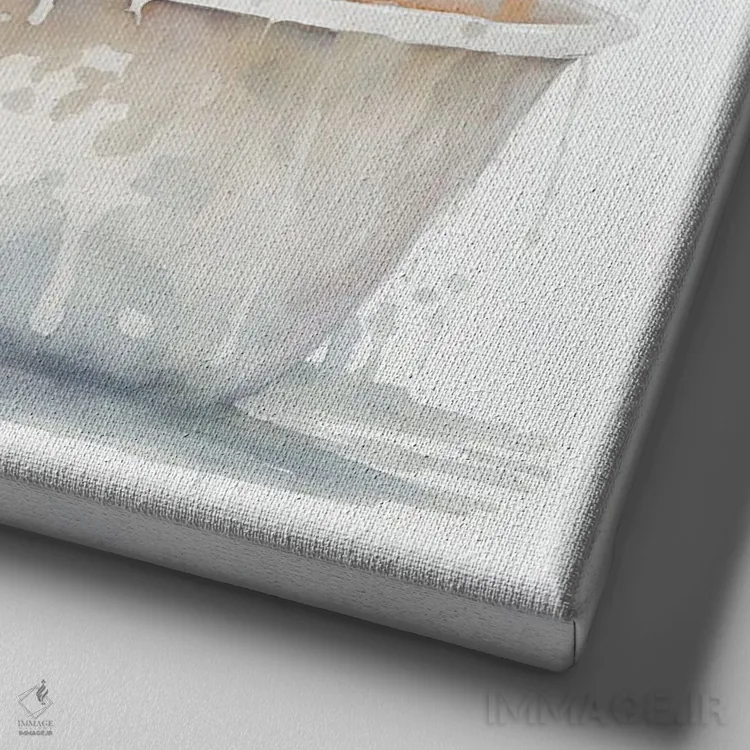 تابلو دکوراتیو شستن گاو هایلند ۱ اثر مایک کیف - نمای نزدیک بافت بوم