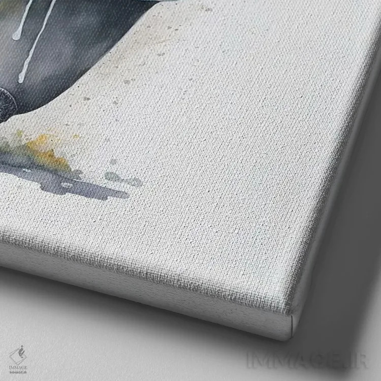 تابلو دکوراتیو شستن زرافه اثر مایک کیف - نمای نزدیک بافت بوم