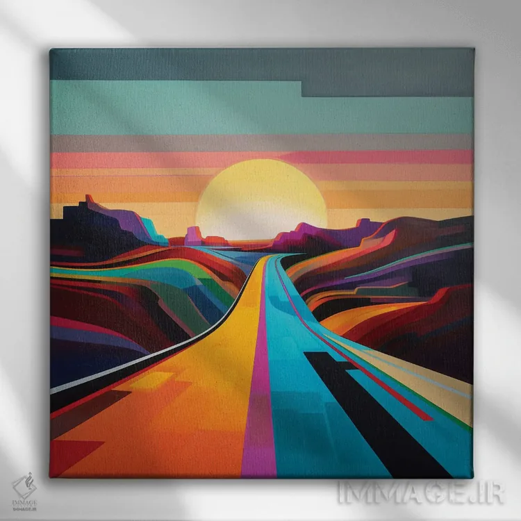 تابلو دکوراتیو جاده به سوی خورشید اثر مایک کیف - نمای روبهرو روی دیوار