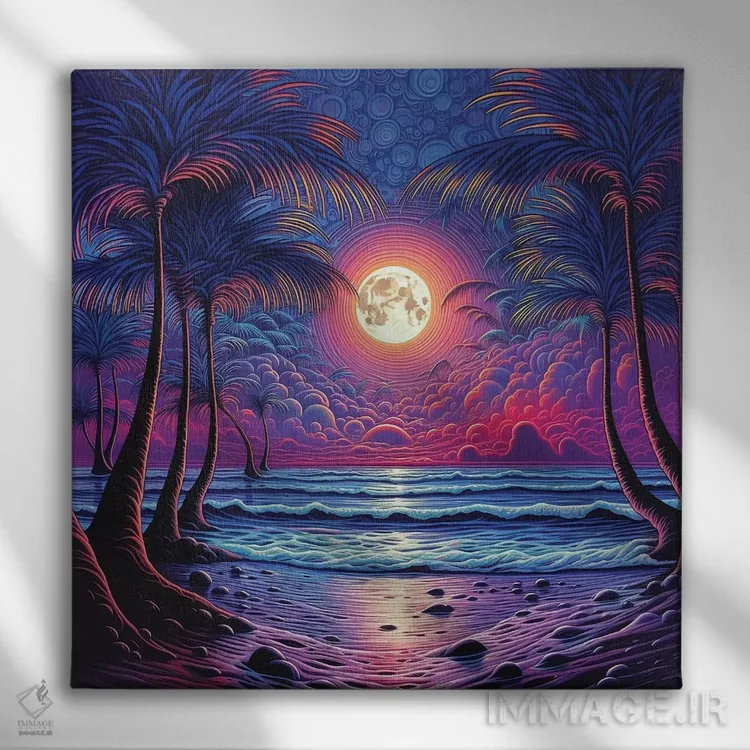 تابلو دکوراتیو ساحل دریایی فانتزی اثر مایک کیف - نمای روبهرو روی دیوار