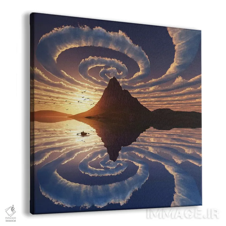 تابلو دکوراتیو ابرهای مارپیچ بر فراز قله کوه اثر مایک کیف - نمای پرسپکتیو محصول