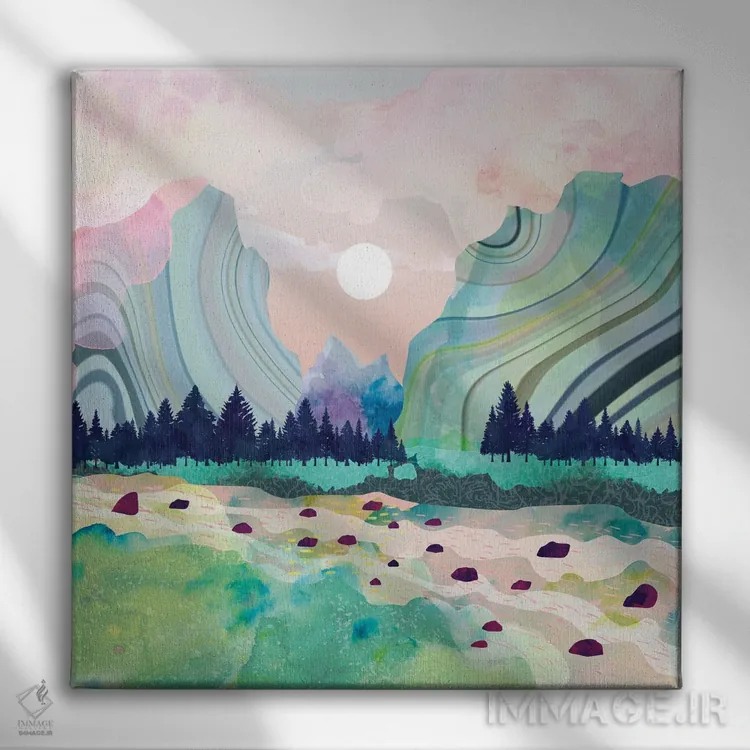 تابلو دکوراتیو آرامش آب اثر میا چارو - نمای روبهرو روی دیوار