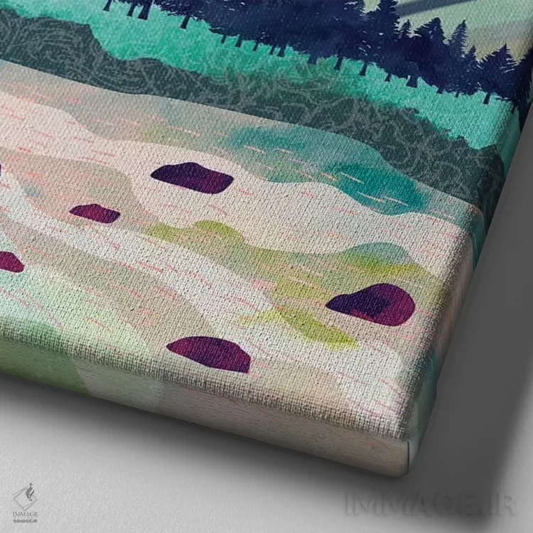 تابلو دکوراتیو آرامش آب اثر میا چارو - نمای نزدیک بافت بوم