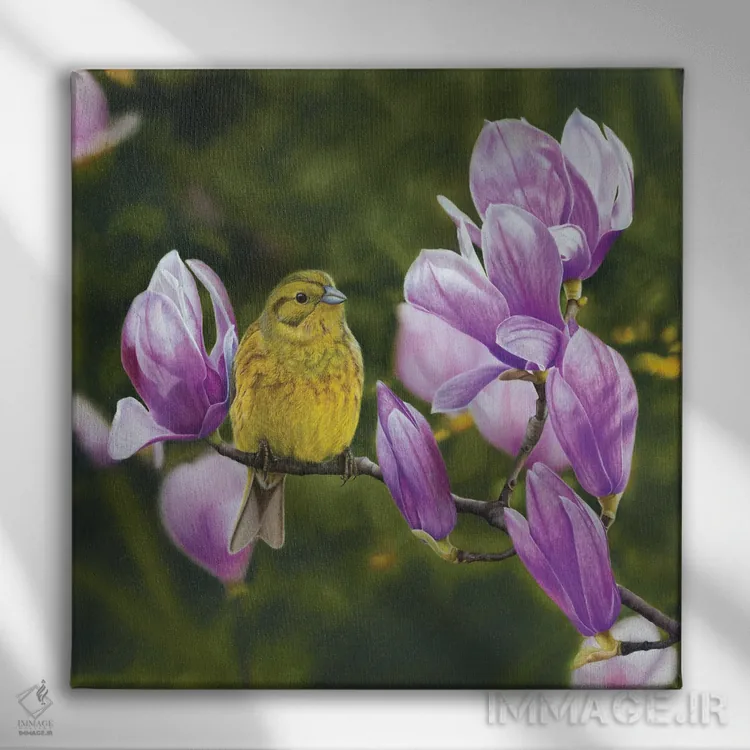 تابلو دکوراتیو زردآواز ۳ اثر میخائیل ودرنیکوف - نمای روبهرو روی دیوار