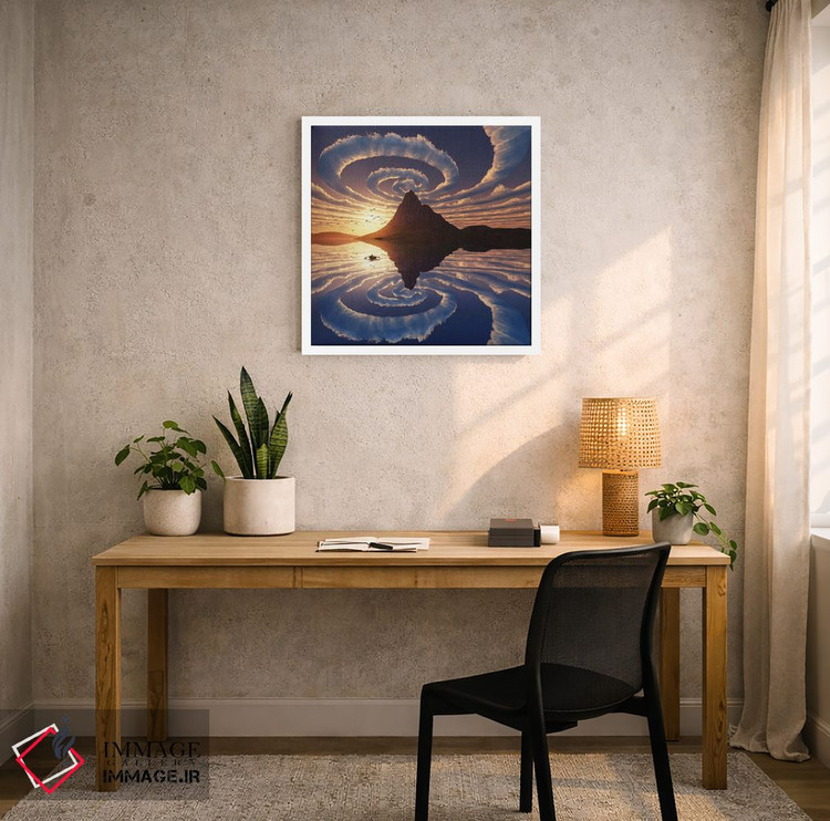 تابلو دکوراتیو ابرهای مارپیچ بر فراز قله کوه اثر مایک کیف - D6W