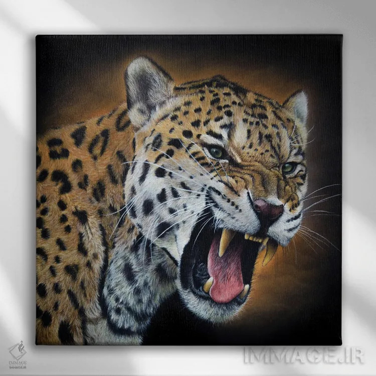 تابلو دکوراتیو پلنگ آمریکایی اثر میخائیل ودرنیکوف - نمای روبهرو روی دیوار