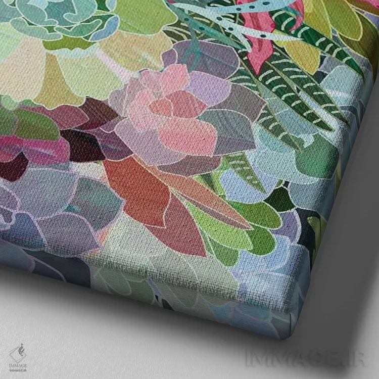 تابلو دکوراتیو گیاهان گوشتی اثر میا چارو - نمای نزدیک بافت بوم