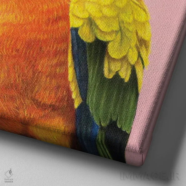 تابلو دکوراتیو طوطی خورشیدی اثر میخائیل ودرنیکوف - نمای نزدیک بافت بوم