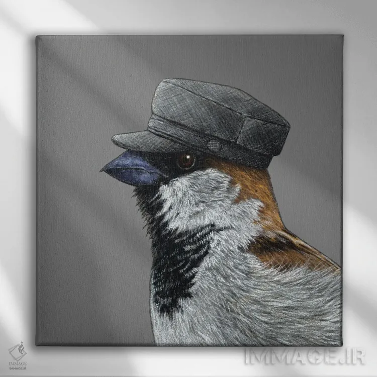 تابلو دکوراتیو گنجشک درختی ۱۰ اثر میخائیل ودرنیکوف - نمای روبهرو روی دیوار