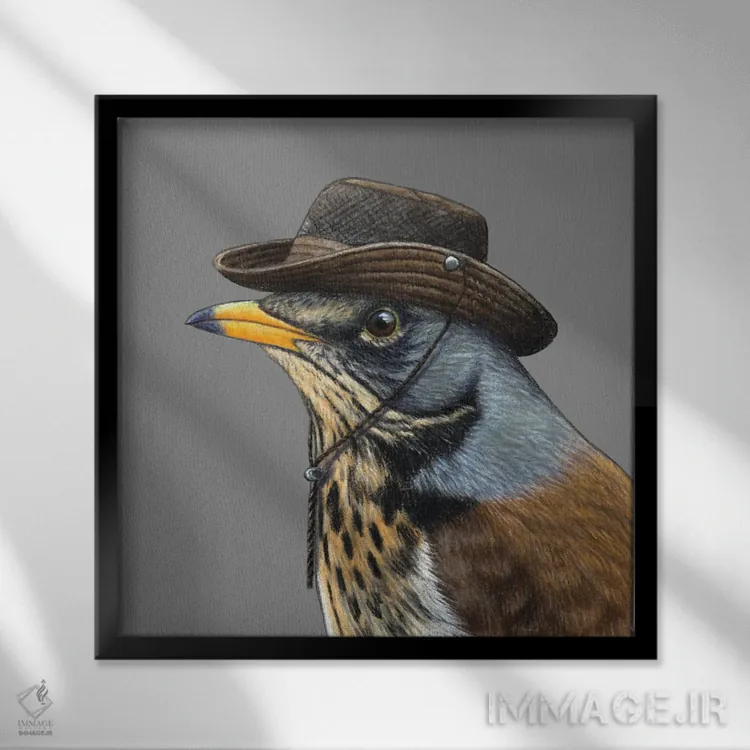 تابلو دکوراتیو چکاوک دشتی ۲ اثر میخائیل ودرنیکوف - نمای قابدار مشکی