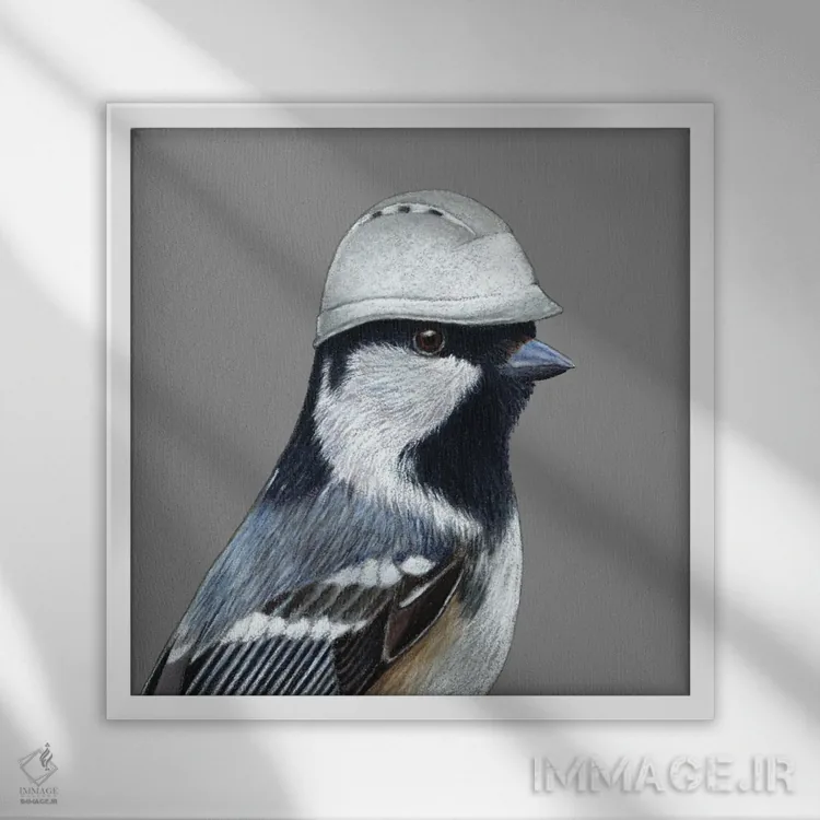 تابلو دکوراتیو سینه سر ذغالی ۲ اثر میخائیل ودرنیکوف - نمای قابدار سفید