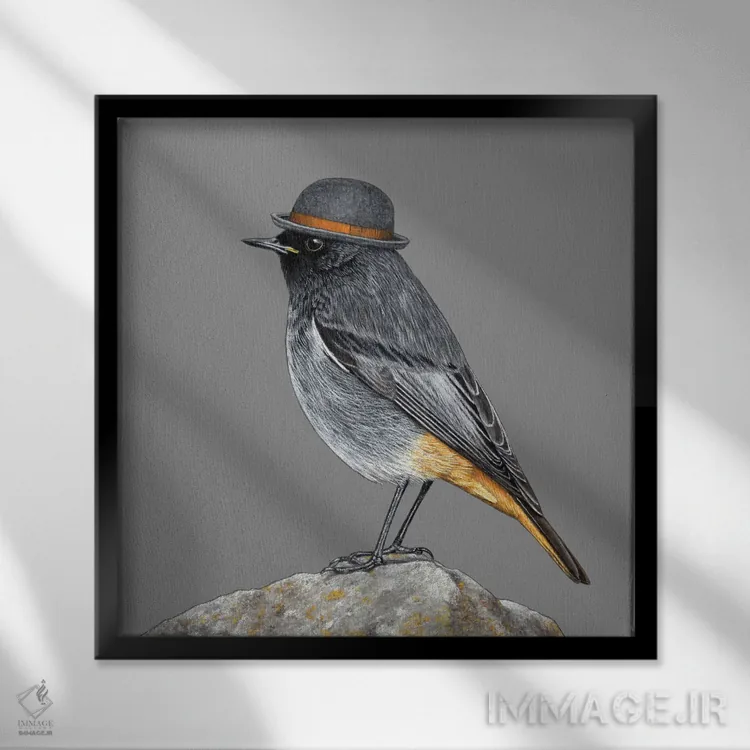 تابلو دکوراتیو دم جنبانک سیاه اثر میخائیل ودرنیکوف - نمای قابدار مشکی