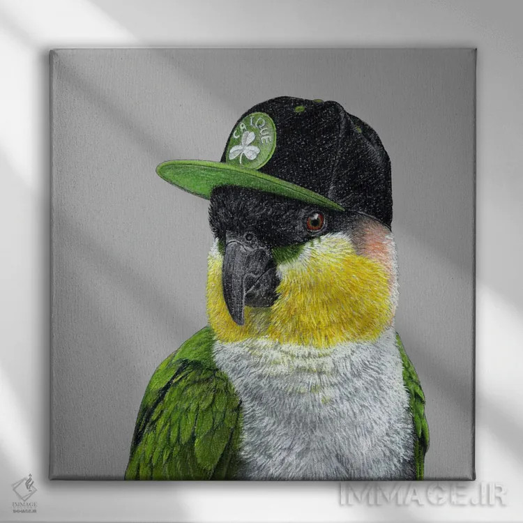 تابلو دکوراتیو "طوطی سرسیاه" اثر میخائیل ودرنیکوف - نمای روبهرو روی دیوار