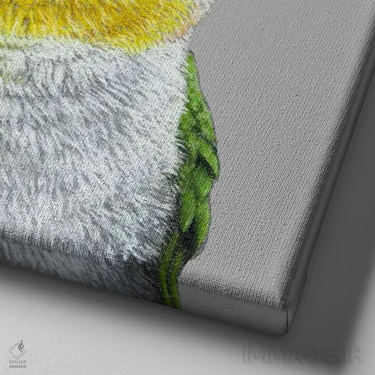 تابلو دکوراتیو "طوطی سرسیاه" اثر میخائیل ودرنیکوف - نمای نزدیک بافت بوم