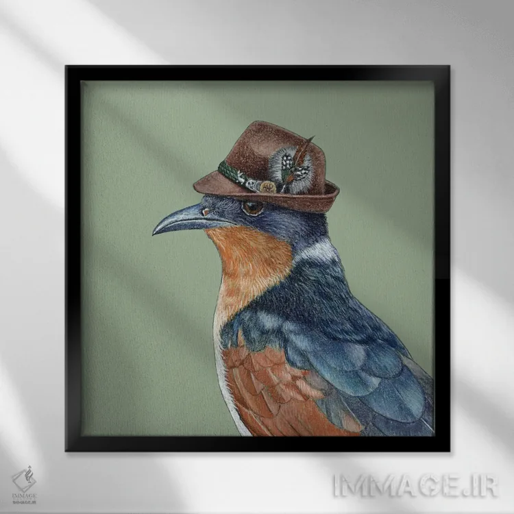 تابلو دکوراتیو "کاکای بال شاه بلوطی" اثر میخائیل ودرنیکوف - نمای قابدار مشکی