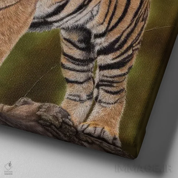 تابلو دکوراتیو "ببر" اثر میخائیل ودرنیکوف - نمای نزدیک بافت بوم