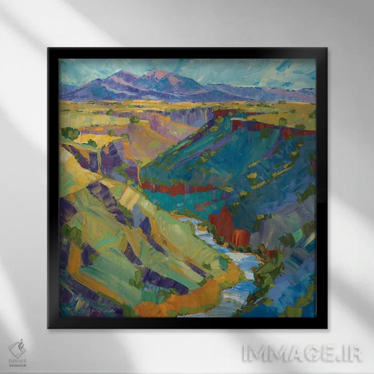 تابلو دکوراتیو "صبح رودخانه پوئبلیتو" اثر میشل کریسمن - نمای قابدار مشکی