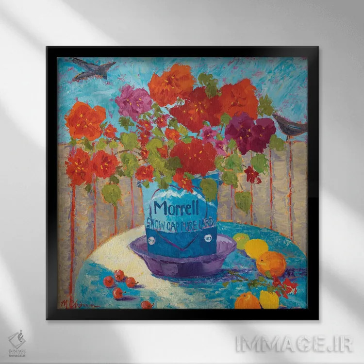 تابلو دکوراتیو حصار کویوته و قوطی کهنه چربی اثر میشل کریسمن - نمای قابدار مشکی