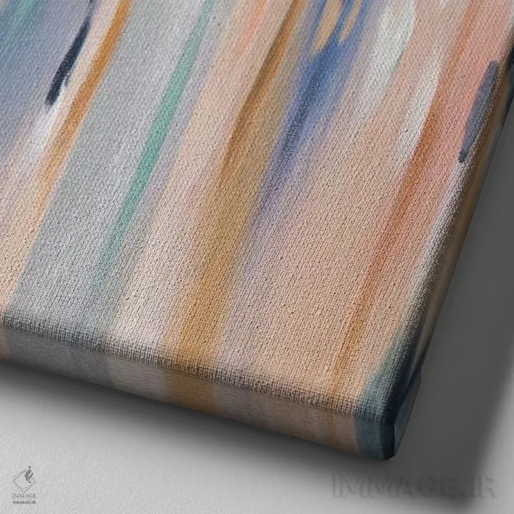 تابلو انتزاعی باران بهاری اثر ماژا - نمای نزدیک بافت بوم