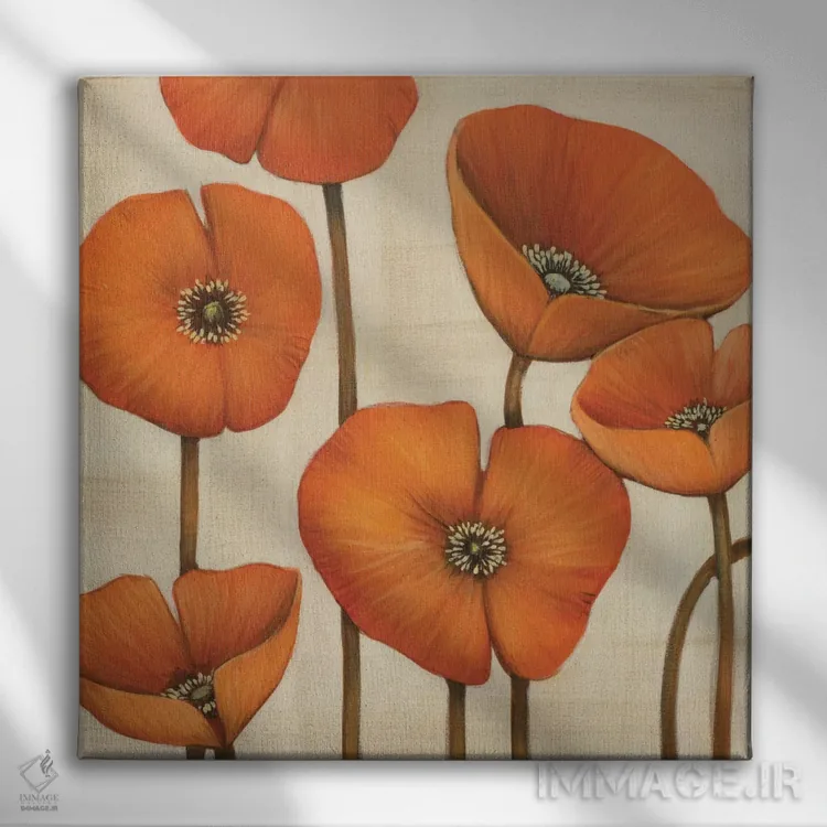 تابلو دکوراتیو دسته گل نارنجی اثر ماژا - نمای روبهرو روی دیوار