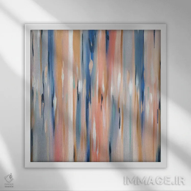 تابلو انتزاعی باران بهاری اثر ماژا - نمای قابدار سفید