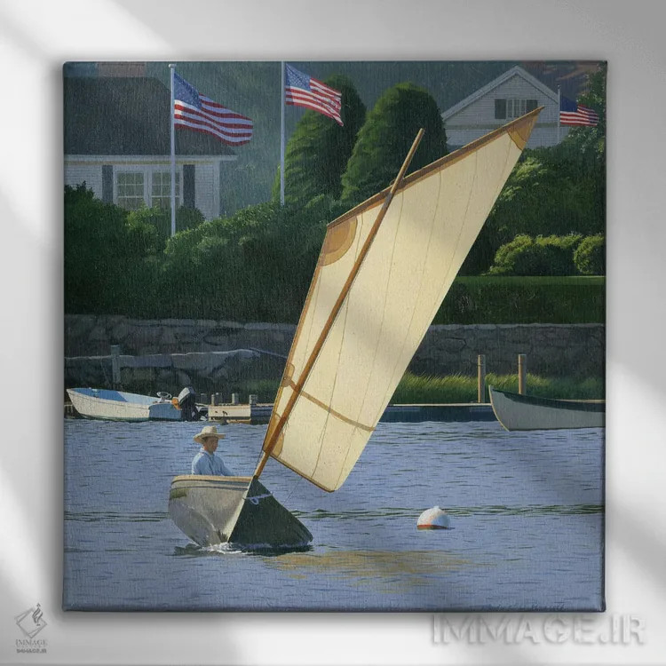 تابلو دکوراتیو بادبانی در چهارم ژوئیه اثر مایکل جی. هارل - نمای روبهرو روی دیوار