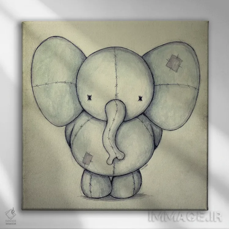 تابلو دکوراتیو فیل بامزه اثر مایک کوبو - نمای روبهرو روی دیوار