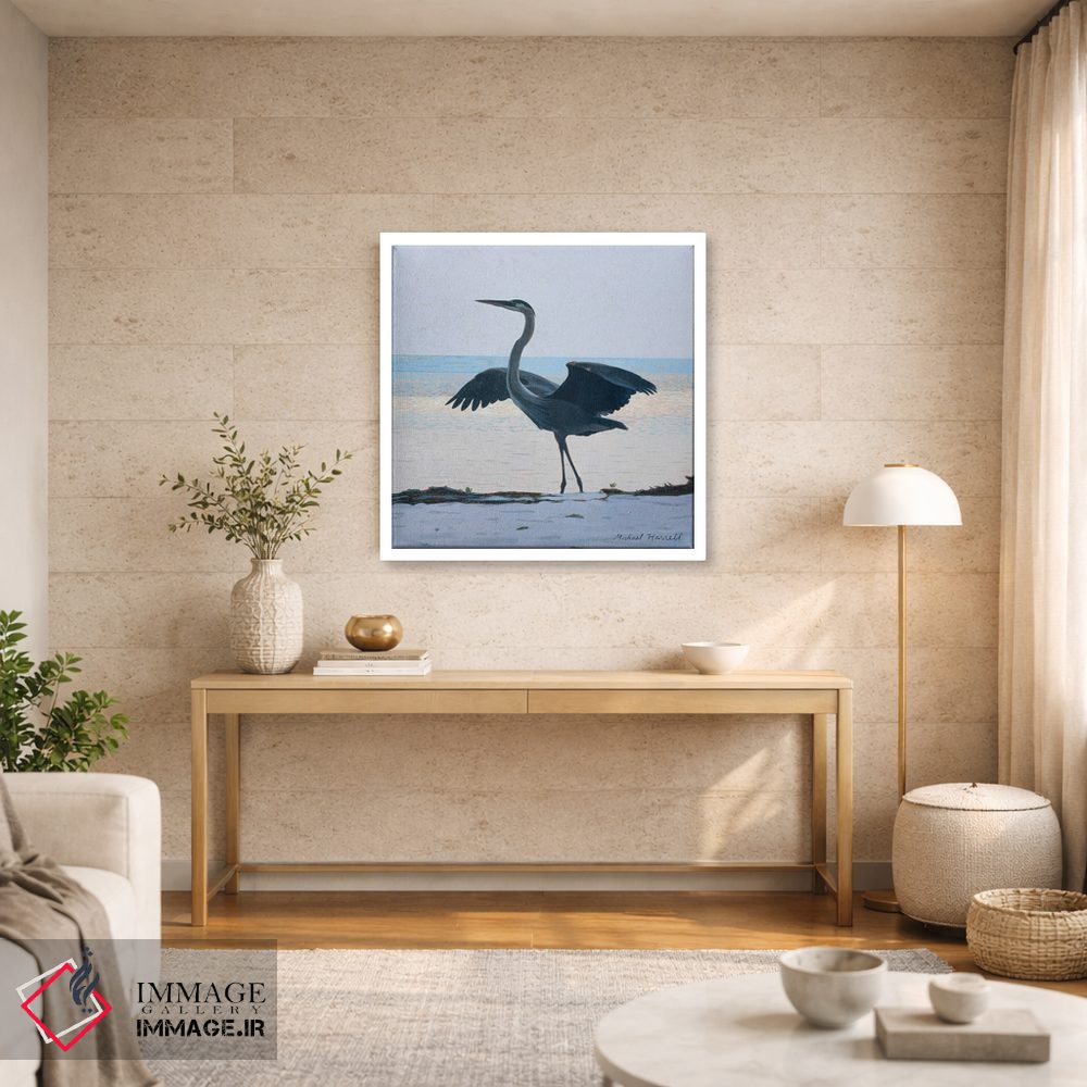 تابلو دکوراتیو حواصیل آبی بزرگ در غروب اثر مایکل جی. هارل - D2W