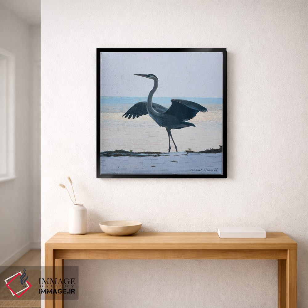 تابلو دکوراتیو حواصیل آبی بزرگ در غروب اثر مایکل جی. هارل - D1B