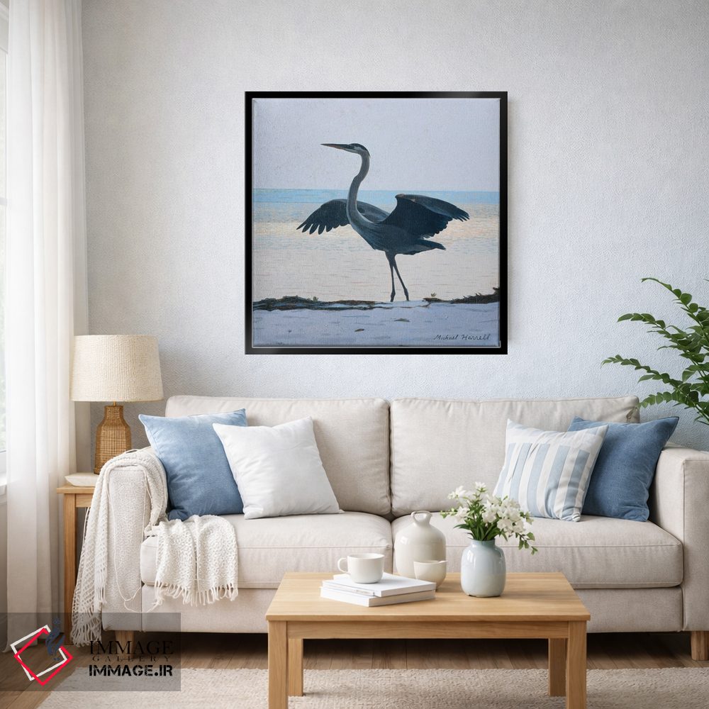 تابلو دکوراتیو حواصیل آبی بزرگ در غروب اثر مایکل جی. هارل - D5B