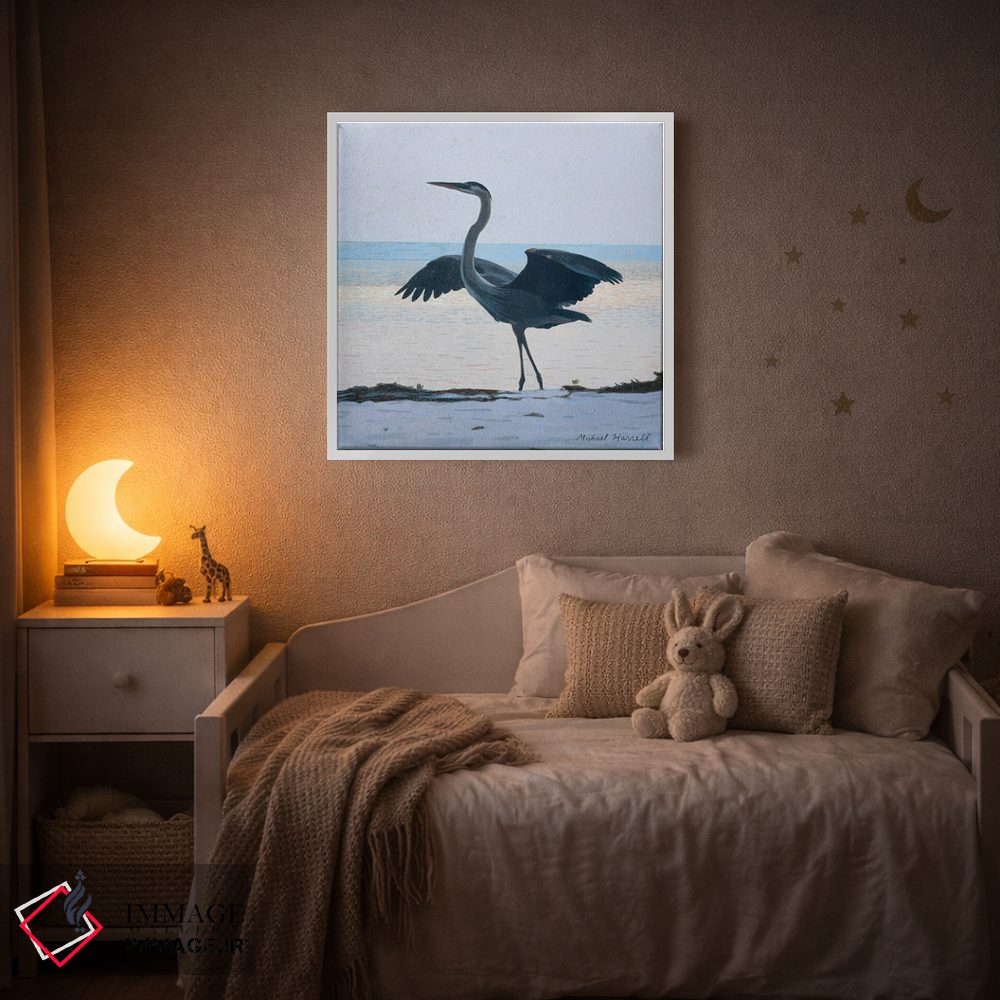 تابلو دکوراتیو حواصیل آبی بزرگ در غروب اثر مایکل جی. هارل - D3W