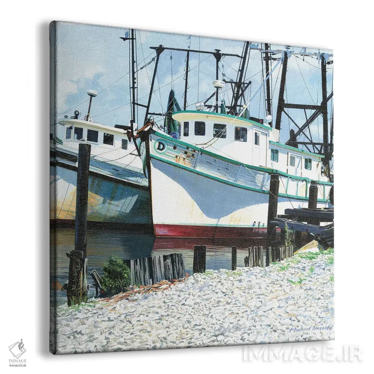 تابلو دکوراتیو قایق های میگو لنگر انداخته اثر مایکل جی. هارل - نمای پرسپکتیو محصول