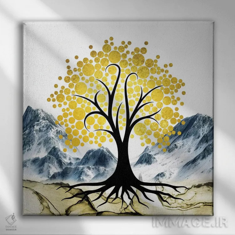 تابلو دکوراتیو "درخت طلایی ۲" اثر مارک اشکنازی - نمای روبهرو روی دیوار